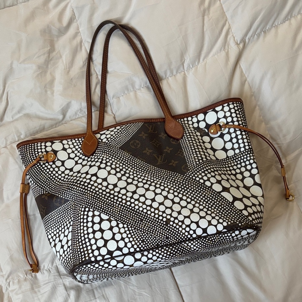 SOLD Louis Vuitton Yayoi Kusama Limited Waves Neverfull Dot Brown White Monogram - Picture 15 of 16